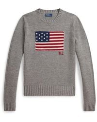 Polo Ralph Lauren - Flag Cotton Crewneck Jumper - Lyst