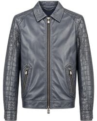 Billionaire - Crocodile-Effect Panelled Leather Jacket - Lyst