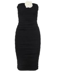 LaRevêche - Ruched Floral-Appliqué Dress - Lyst
