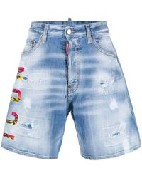 DSquared² - Distressed Wide-leg Shorts - Lyst