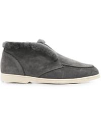 Doucal's - Shearling-Trim Suede Loafers - Lyst