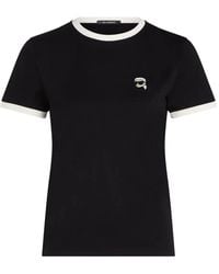 Karl Lagerfeld - Ikon T-Shirt Met Contrasterende Afwerking - Lyst
