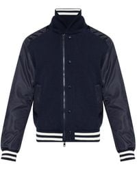 Moncler - Veste Bomber En Maille À Bords Rayés - Lyst