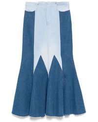 Conner Ives - The Reconstituted Denim Godet Maxi Skirt - Lyst