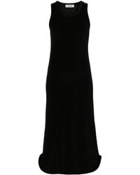 Jil Sander - Fluwelen Mini-jurk Met Geborduurd Logo - Lyst