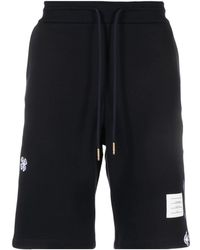 Thom Browne - Embroidered Cotton Track Shorts - Lyst