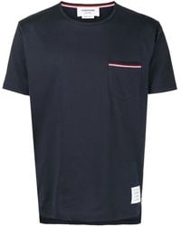 Thom Browne - T-Shirt En Coton À Poche Poitrine - Lyst