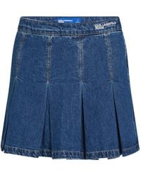 Karl Lagerfeld - Minijupe En Jean À Design Plissé - Lyst