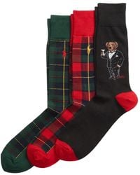 Polo Ralph Lauren - Chaussettes À Motif Ours Tartan (Lot De Trois) - Lyst