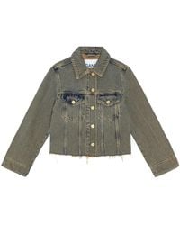 Ganni - Raw-Cut Hem Denim Jacket - Lyst