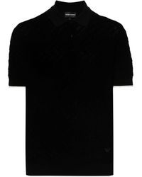 Emporio Armani - Pattern-intarsia Cotton Polo Shirt - Lyst