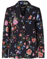 Liu Jo - Floral-Print Hammered-Button Blazer - Lyst