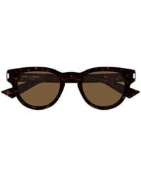 Saint Laurent - Round-Frame Tortoiseshell Sunglasses - Lyst