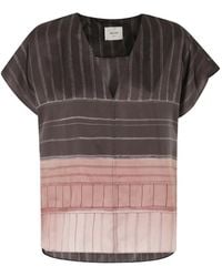 Alysi - Vertical-Stripe Silk Blouse - Lyst