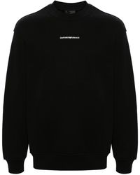 Emporio Armani - Logo-embroidered Cotton Sweatshirt - Lyst