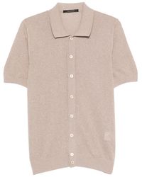 Tagliatore - Geribbeld Poloshirt Met Knoop - Lyst