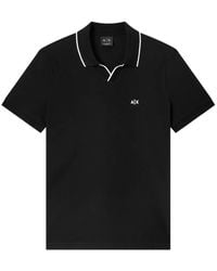 ARMANI EXCHANGE - Logo-Embroidered Contrast-Trim Polo Shirt - Lyst