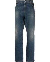 Balmain - Leather-pocket Straight-leg Jeans - Lyst