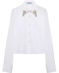 Prada - Popeline Shirt Verfraaid Met Kristallen - Lyst