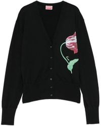 KENZO - Floral-Intarsia V-Neck Cardigan - Lyst