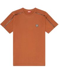 DIESEL - T-Shirt With Contrast Trims And Logo Patch - Lyst