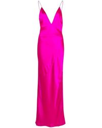 retroféte - Fuchsia Pink Stretch-silk Satin Long Dress - Lyst