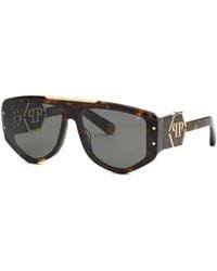 Philipp Plein - Logo-Plaque Pilot-Frame Sunglasses - Lyst