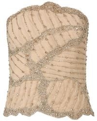 Costarellos - Fiori Crystal-Embellished Silk Georgette Bustier Top - Lyst