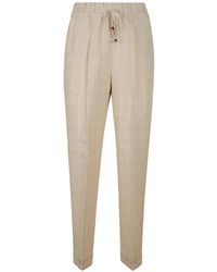 Kiton - Check-Pattern Drawstring Trousers - Lyst