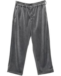 Y-3 - Logo-Print Wide-Leg Velvet-Texture Trousers - Lyst