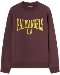 Palm Angels - College Crew Logo-Print Cotton Sweatshirt - Lyst