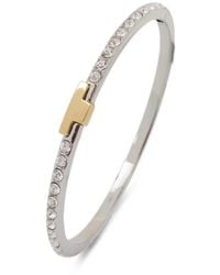 Trussardi - Crystal-Embellished Logo-Plaque Bracelet - Lyst