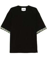 Jil Sander - Checked-Sleeve T-Shirt - Lyst