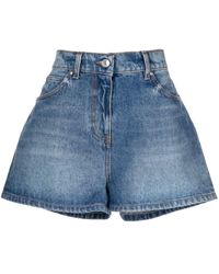 MSGM Denim Gerafelde Shorts in het Blauw Dames Kleding voor voor Shorts voor Jeans en denim shorts 