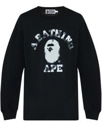 A Bathing Ape - Logo-Print Long-Sleeve T-Shirt - Lyst