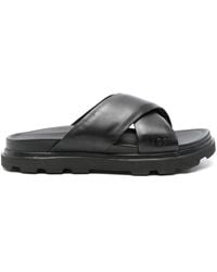 UGG - Capitola Cross Leather Slides - Lyst