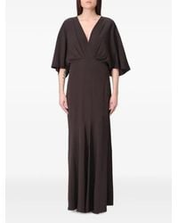 Agnona - V-Neck Cape-Sleeve Maxi Dress - Lyst