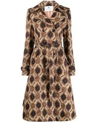 Etro - Jacquard-pattern Double-breasted Coat - Lyst
