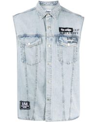Izzue - T-shirt sans manches en jean à patch logo - Lyst