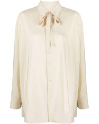 Lemaire - Neck-tie Silk-blend Shirt - Lyst