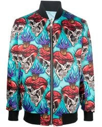 Philipp Plein - Tattoo-Motif Embroidered Bomber Jacket - Lyst