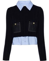 Sandro - Wool-Cashmere Poplin-Trim Sweater - Lyst