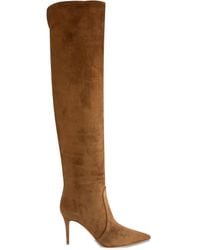 Gianvito Rossi - 85 Mm Hansen Cuissard Suède Knielaarzen Met Puntige Neus - Lyst