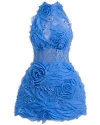 Gemy Maalouf - Floral-Appliqué Halterneck Dress - Lyst