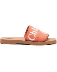 Chloé - Woody Logo-embroidered Slides - Lyst