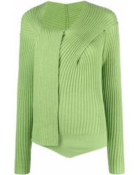 MSGM - Ribbed-knit Knot-detail Top - Lyst