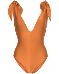 Zimmermann Maillot de bain Honour à col v - Marron