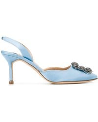 Manolo Blahnik - Embellished Toe Slingback Pumps - Lyst