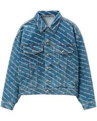 Alexander Wang - Game Denim Jacket White Logo Print - Lyst
