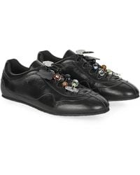 Cecilie Bahnsen - Blaise Bead-Embellished Leather Low-Top Sneakers - Lyst